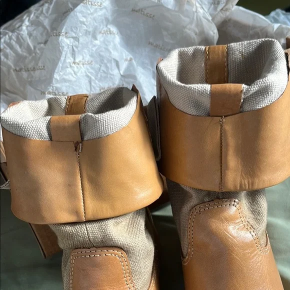 Matisse Coachella Tan Leather and Canvas Boots - Picture 14 of 16
